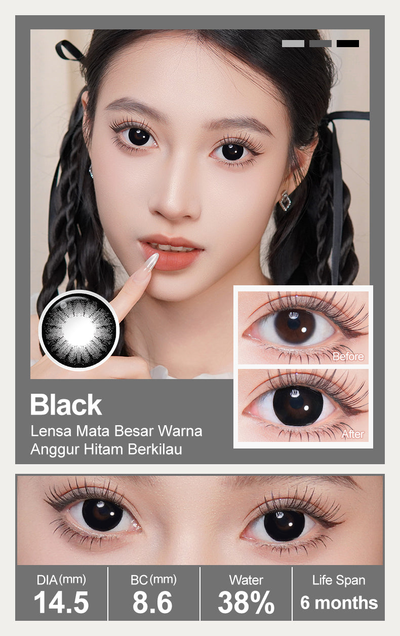0.00 ~-8.00 Magister Softlens Minus 14.5m Lensa Kontak Minus Lensa Mata Besar Coklat Hitam 6 bulan 1 pasang