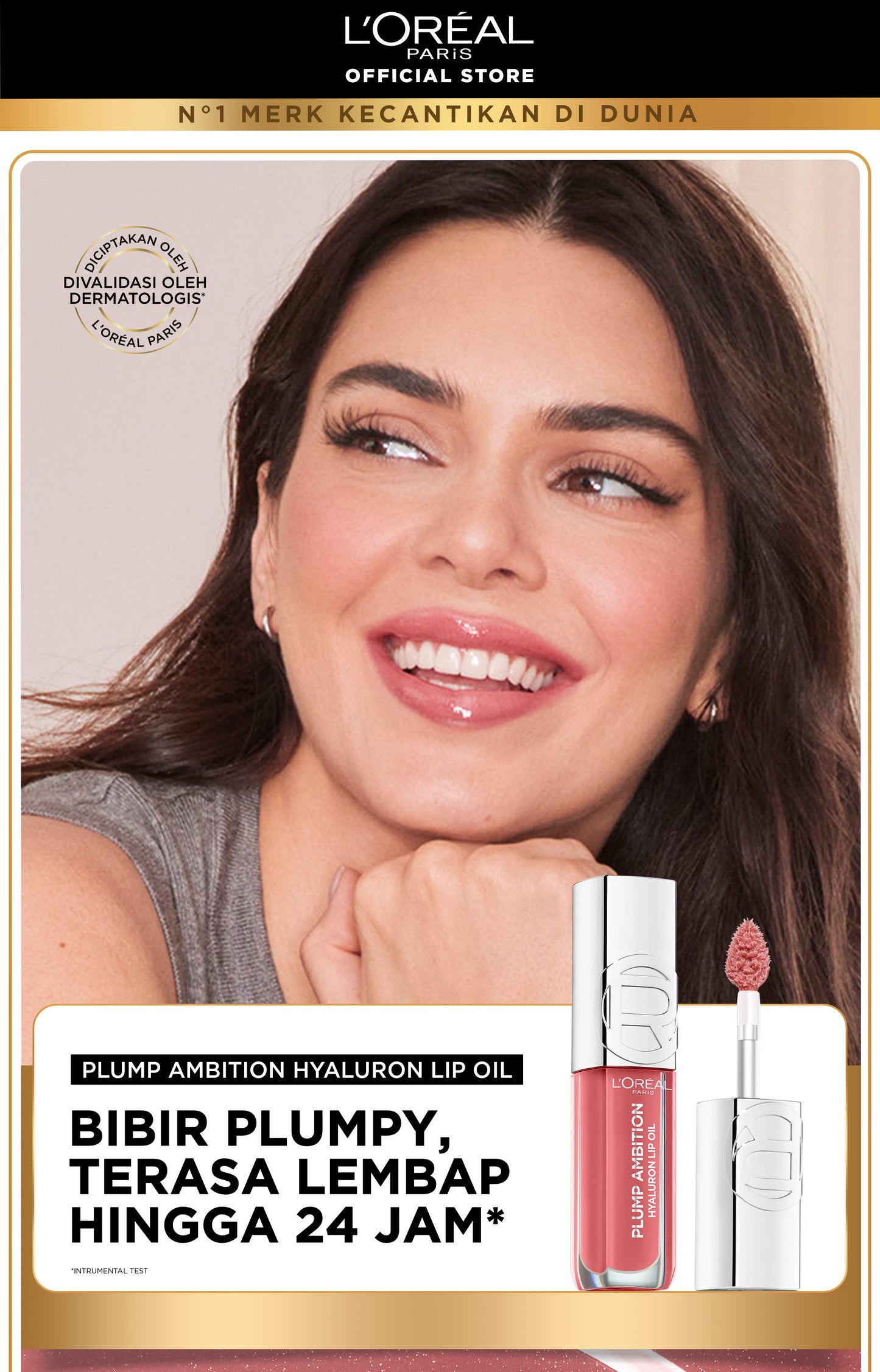 [BARU] L'Oreal Paris Plump Ambition Lip Oil - Instant Plump Hyaluronic Acid & Tripeptide Tahan Hingga 24 Jam, Bibir Plumpy & Lembab, Tidak Lengket | Lip Gloss Lip Plump