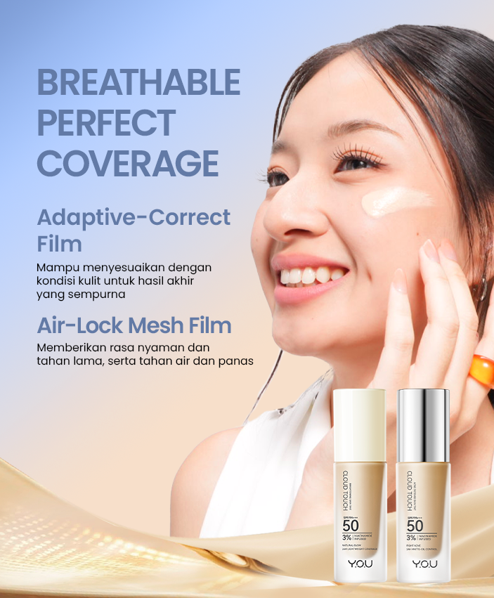 [NEW & UPGRADE] YOU Cloud Touch 3% Niacinamide Brightening Skin Tint For ALL Skin Sensitive Skin Perfect Coverage Liquid Foundation Serum Tint 24h Matte Oil Control SPF 50 No Oxidation
