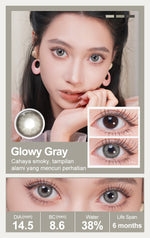 Magister Softlens Minus(0.00~-6.00) Glowy Series 14.5mm abu-abu coklat Gaya eksklusif soflen