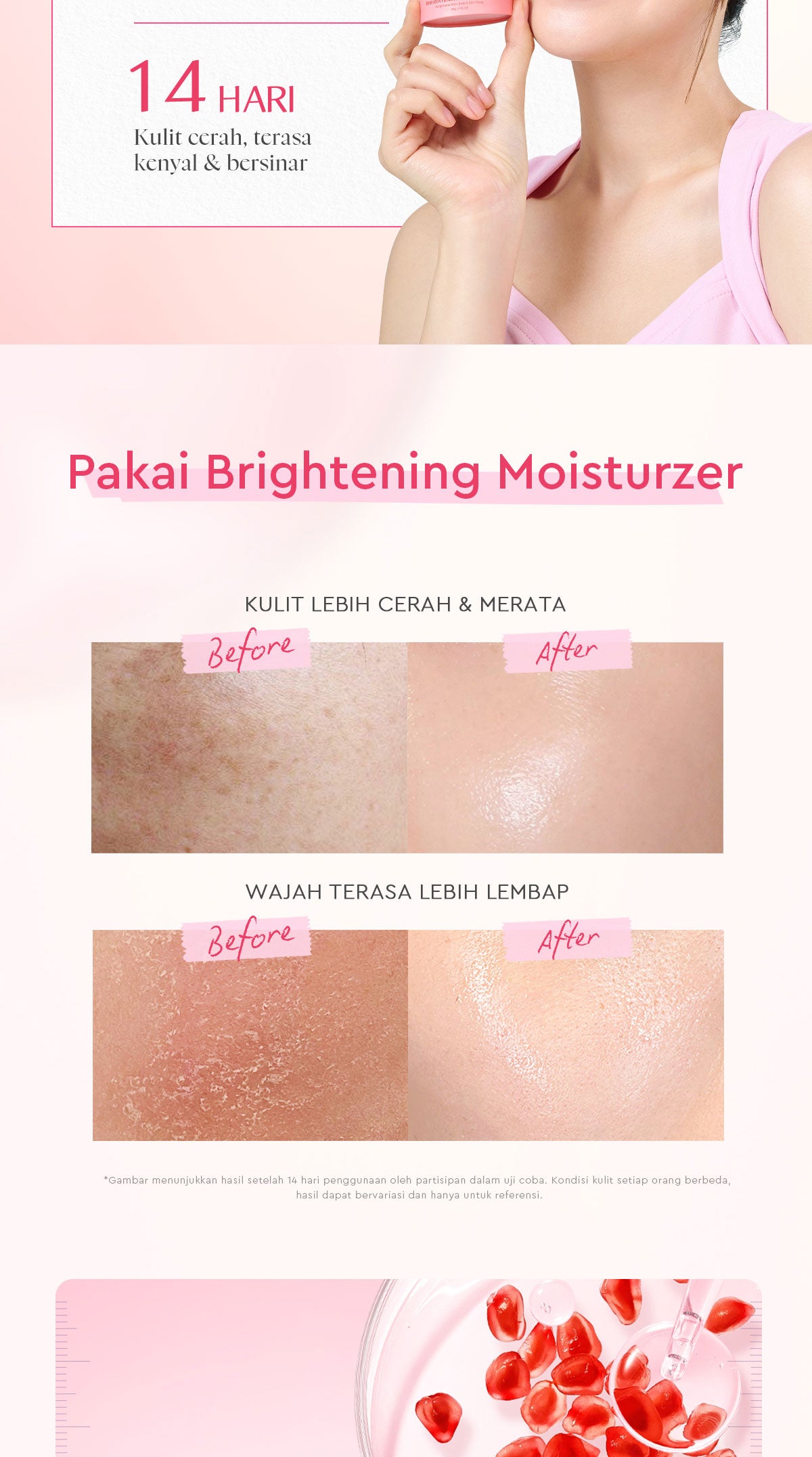 [Isi Besar Hemat]Glad2Glow Moisturizer Series100G Water Gel Niacinamide Brightening Retinol CentellaMencerahkan Pemutih Kulit Pelembab Bercahaya Krim Siang dan Malam Perawatan Kulit Ekstrak Delima Asam Lemak Asam Delima Wajah G2glow official store