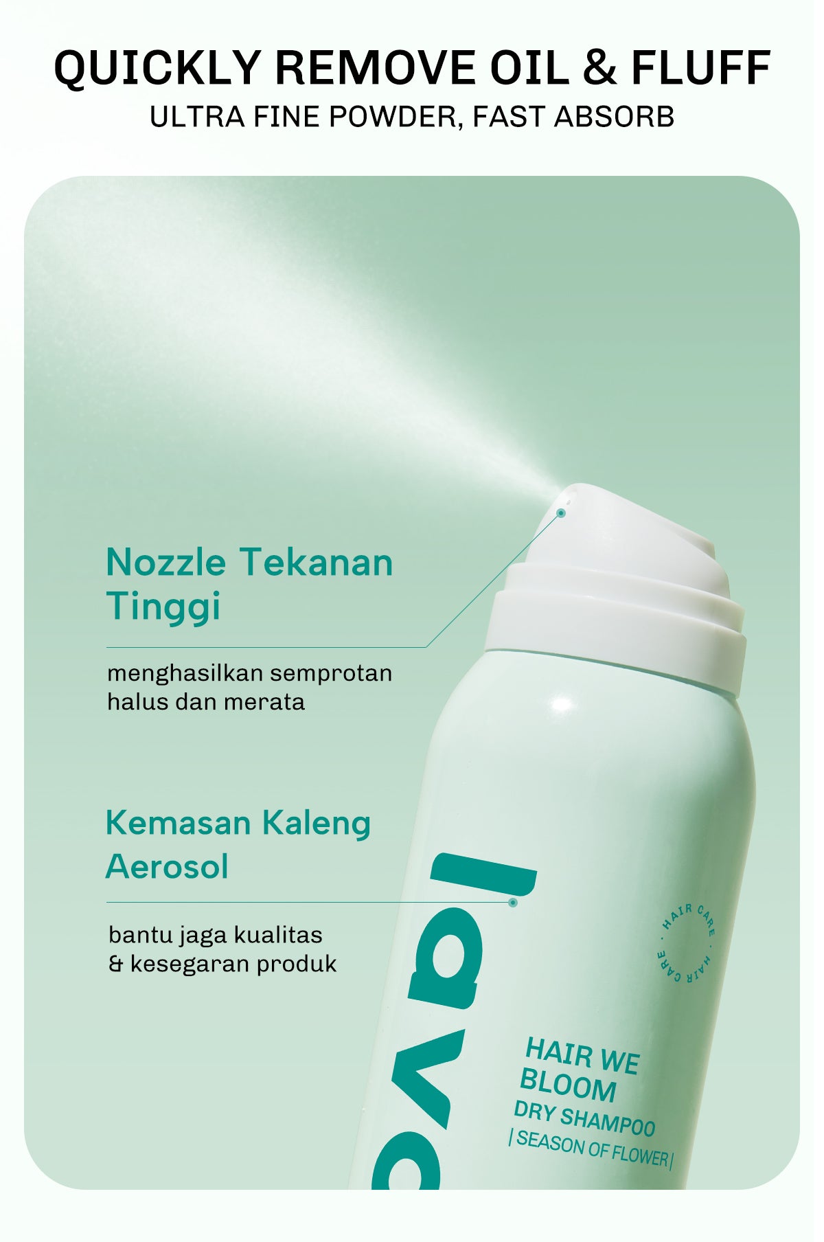 Lavojoy Hair We Bloom Dry Shampoo Season of Flower - Dry Shampoo Atasi Kulit Kepala Berminyak, Scalp Friendly, Tanpa Residu Putih, Dengan Kandungan Zinc PCA Dan Tea Tree Oil