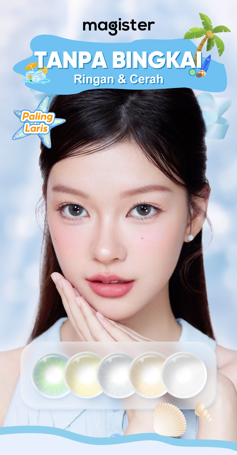 [0.00~-6.00]Magister Softlens 14~14.2mm Minus lensa mata softlens no ring natural 6Bulan Sepasang soflen