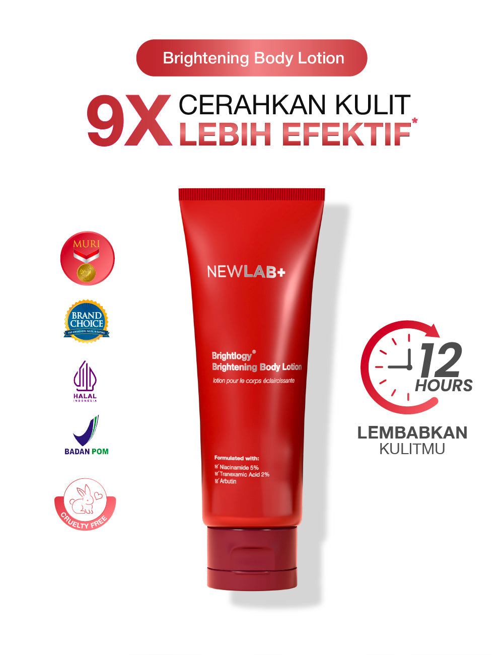 NEWLAB Brightlogy Body Lotion | Body Care, Hand Body & Hand Cream | Body Serum untuk Mencerahkan Tangan dan Tubuh BPOM 180ml