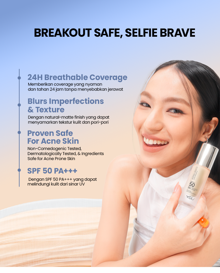 [NEW] YOU Cloud Touch 3% Niacinamide Acne Defense Skin Tint For Oily Acne Prone Skin Perfect Coverage Liquid Foundation Serum Tint 24h Matte Oil Control SPF 50 No Oxidiant