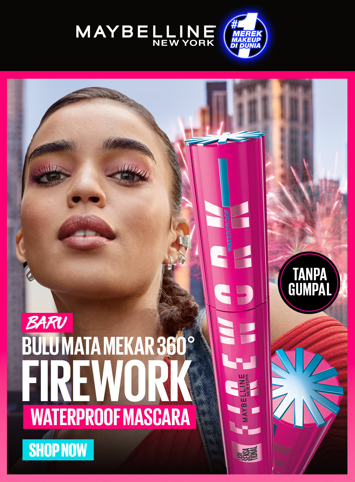 MAYBELLINE OFFICIAL Firework Waterproof Mascara 6ml - Bulu Mata Mekar Tahan 24 Jam Dramatis Maskara Eye Make up Black Tanpa Gumpal Panjang no clump volume lash lift bulu mata palsu