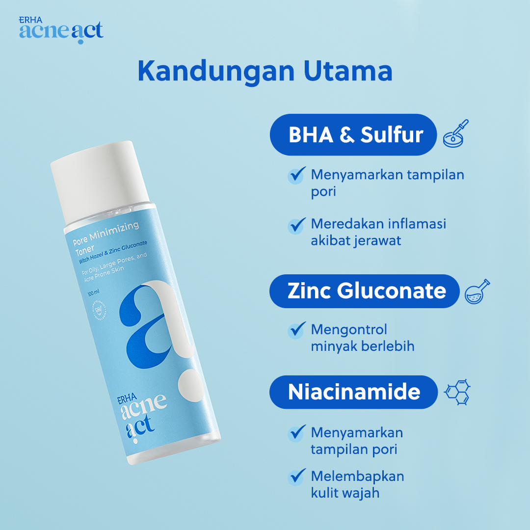 ERHA Acneact Pore Minimizing Toner 100ml - Toner Kulit Minyak Berjerawat Pori Besar| BHA