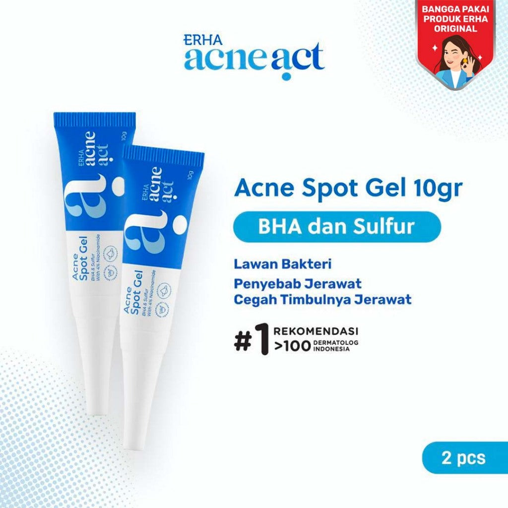ERHA Twin Flame Acneact BHA & Sulphur Acne Spot Gel 10g - Bundle Obat Totol Jerawat
