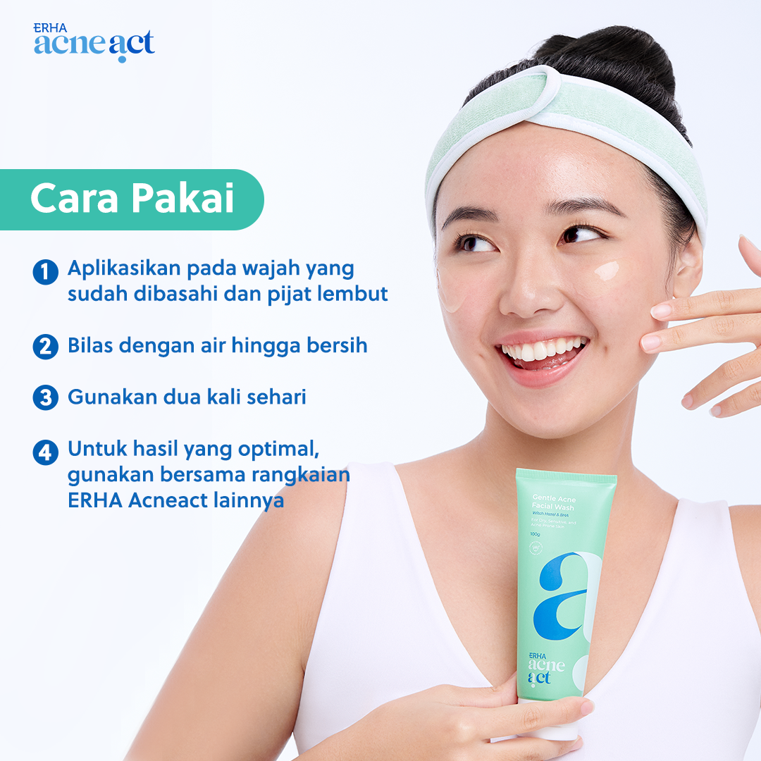 ERHA Acneact Low Ph Gentle Facial Wash 100g - Sabun Wajah Jerawat Kulit Sensitif  Ph Balance Low ph