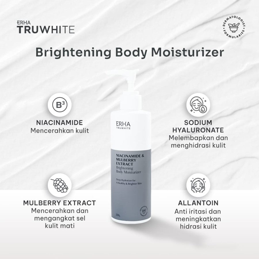 ERHA Truwhite Niacinamide & Mulberry Extract Brightening Body Moisturizer 250g - Lotion Pencerah & Pelembap Tubuh