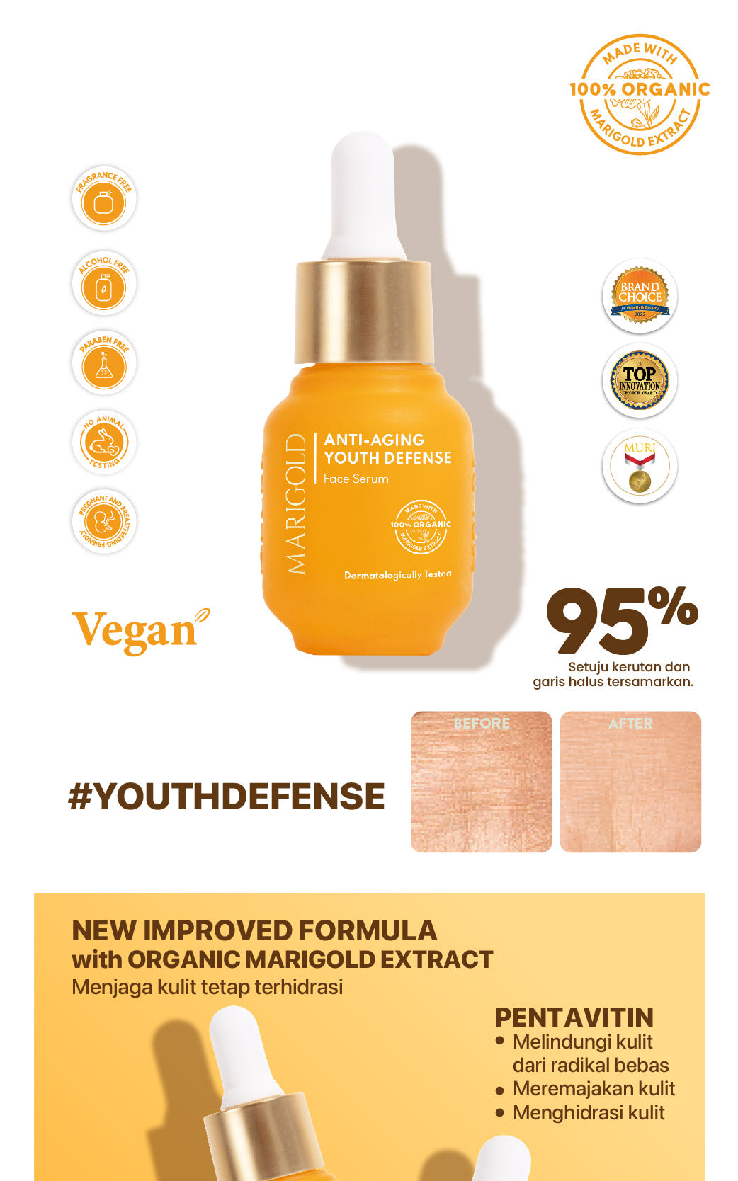 MARIGOLD SERUM - NPURE Marigold anti-Aging Youth Defense Face Serum / Anti Aging Serum / Serum Wajah Anti Aging Flek Hitam