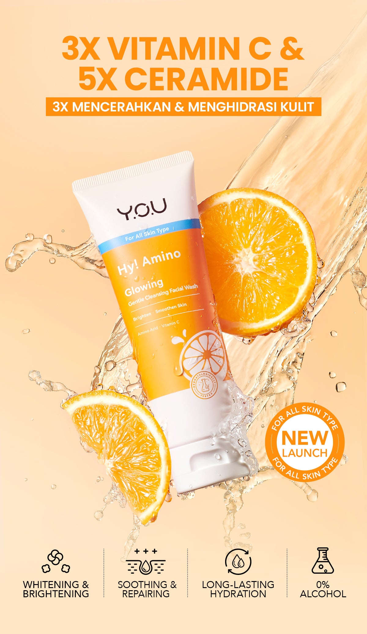 YOU Hy! Amino Glo-Win Brightening Facial Wash Mencerahkan Niacinamide Glowing Skin