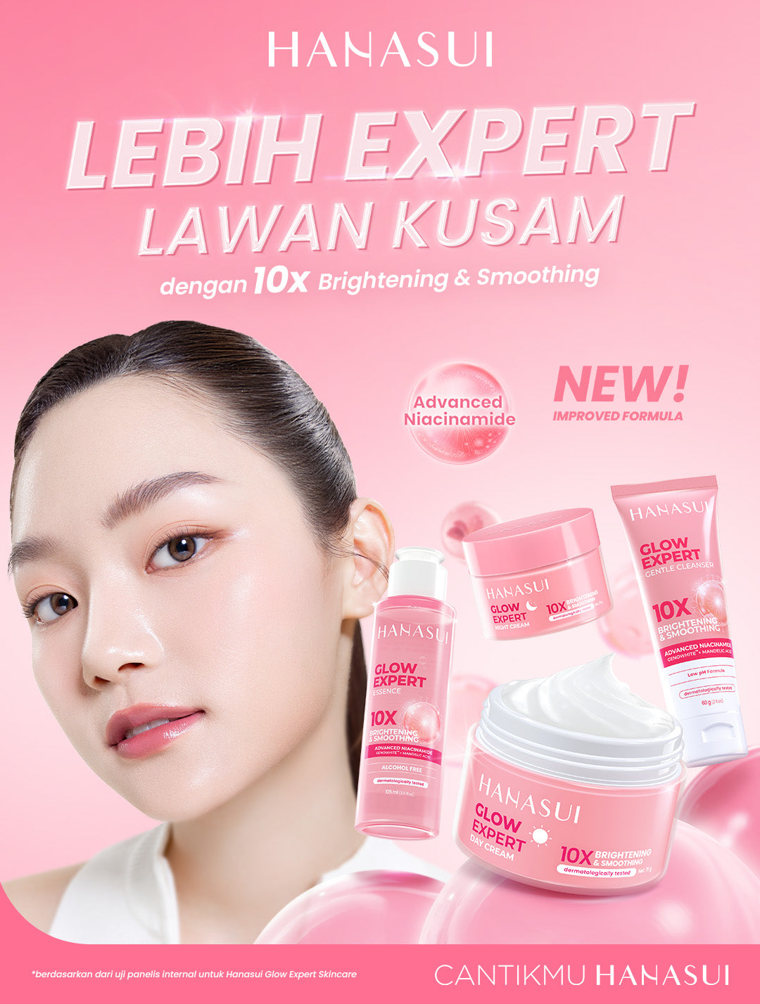 [Special Package] Hanasui Double Expert, Glow Better Set 4 pcs + Power Bright Expert Serum - Real 10% Advance Nianicinamide Menyamarkan Bintik Hitam Bekas Jerawat New Improved Formula