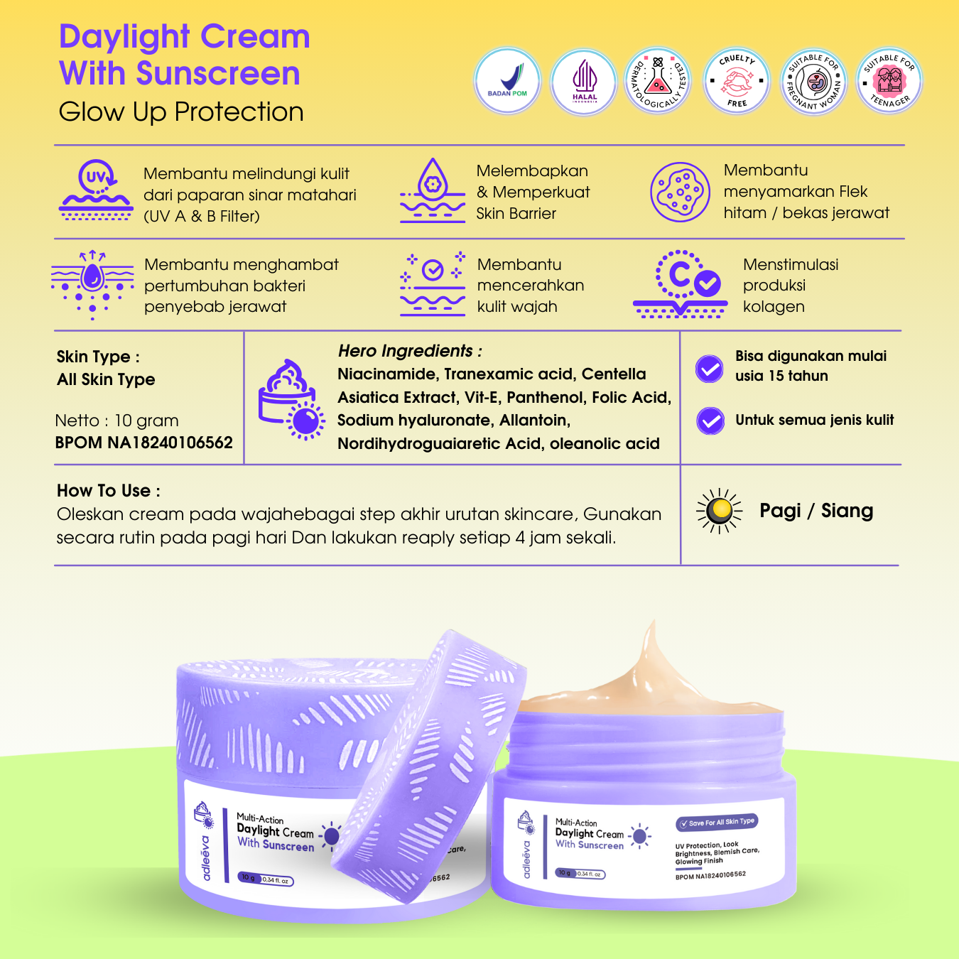 ADLEEVA - (BUNDLE KIT) Night Cream & Daylight Cream / Sunglow Sunscreen