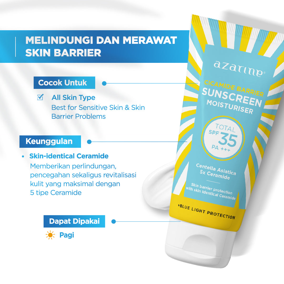 [CREATOR] Azarine Cicamide Barrier Sunscreen Moisturiser SPF35 PA+++ [LOLOS UJI INVIVO INVITRO] Sunscreen Gel Untuk Skin Barrier Protection Sunscreen Kulit Kering Berjerawat Sensitif 40ml