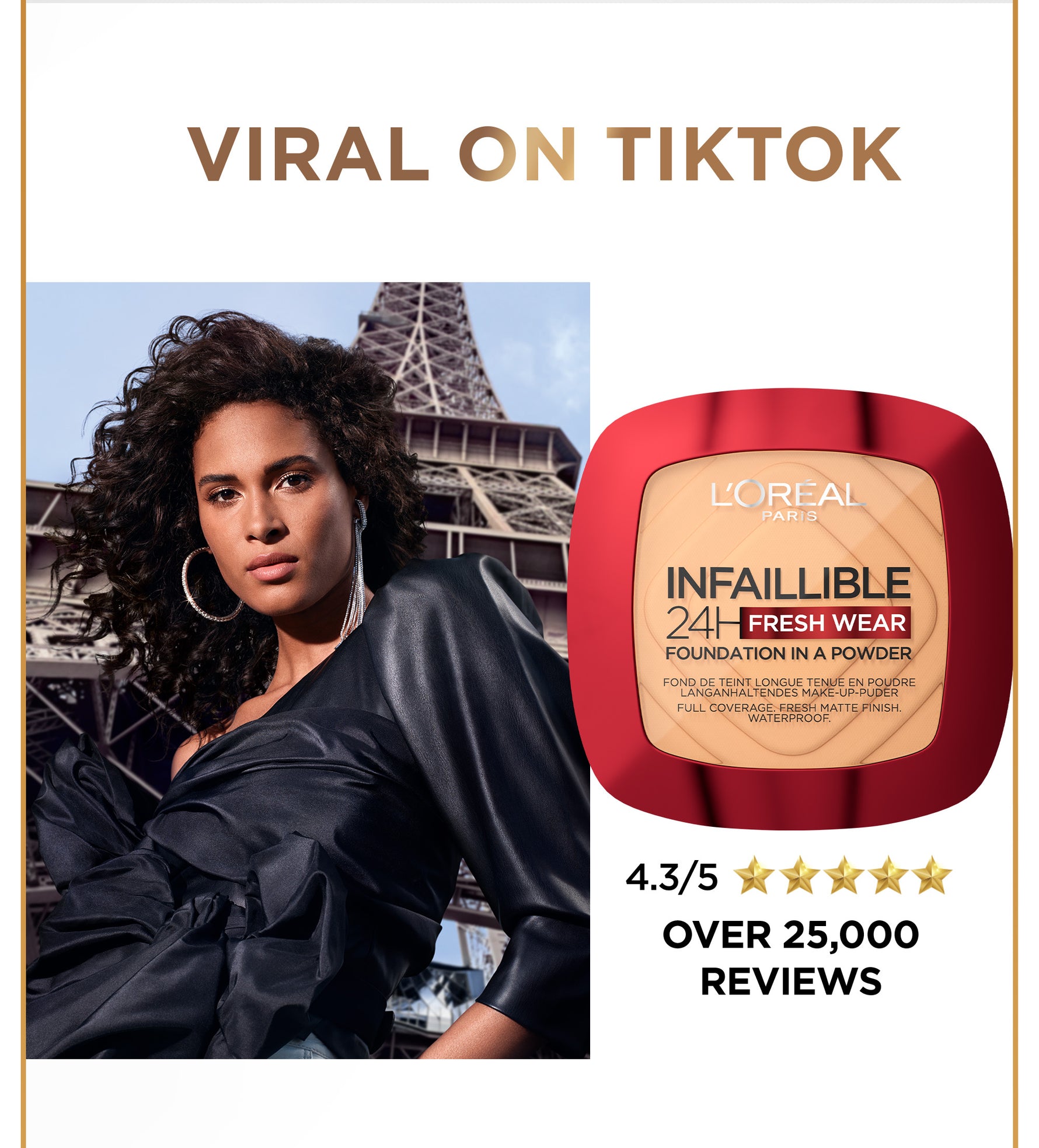 L'Oreal Paris Infallible 24h Fresh Wear Powder Foundation High Coverage, Fresh and Matte Finish Makeup - 9gr (Bedak Matte Tahan 24 Jam)