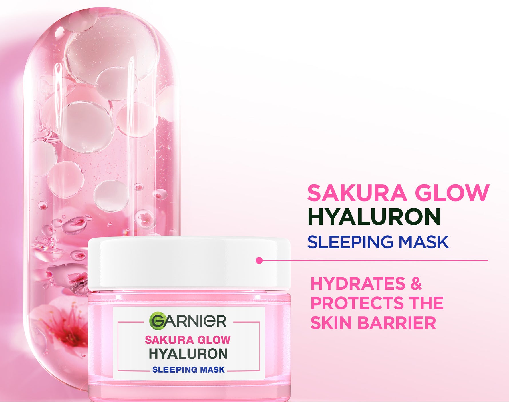 GARNIER Sakura Glow Ceramide Skin Barrier Sleeping Mask Night Cream Krim Malam Mencerahkan 50 ml Moisturizer Tone Up Glowing Skincare - pelembab wajah pemutih wajah