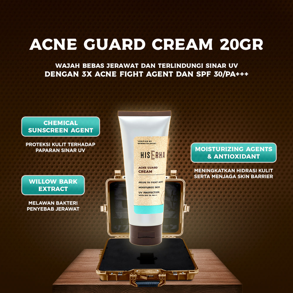 HIS ERHA Mantools Set - Rangkaian untuk Kulit BerjerawatHIS ERHA Paket Lengkap Facial Wash, Serum, Sunscreen Pelembap Brightening / Acne - Set untuk Mencerahkan Wajah Kusam, Lawan Jerawat / Minyak khusus Pria, Verified by Dermatologist, Niacinamide, Salic