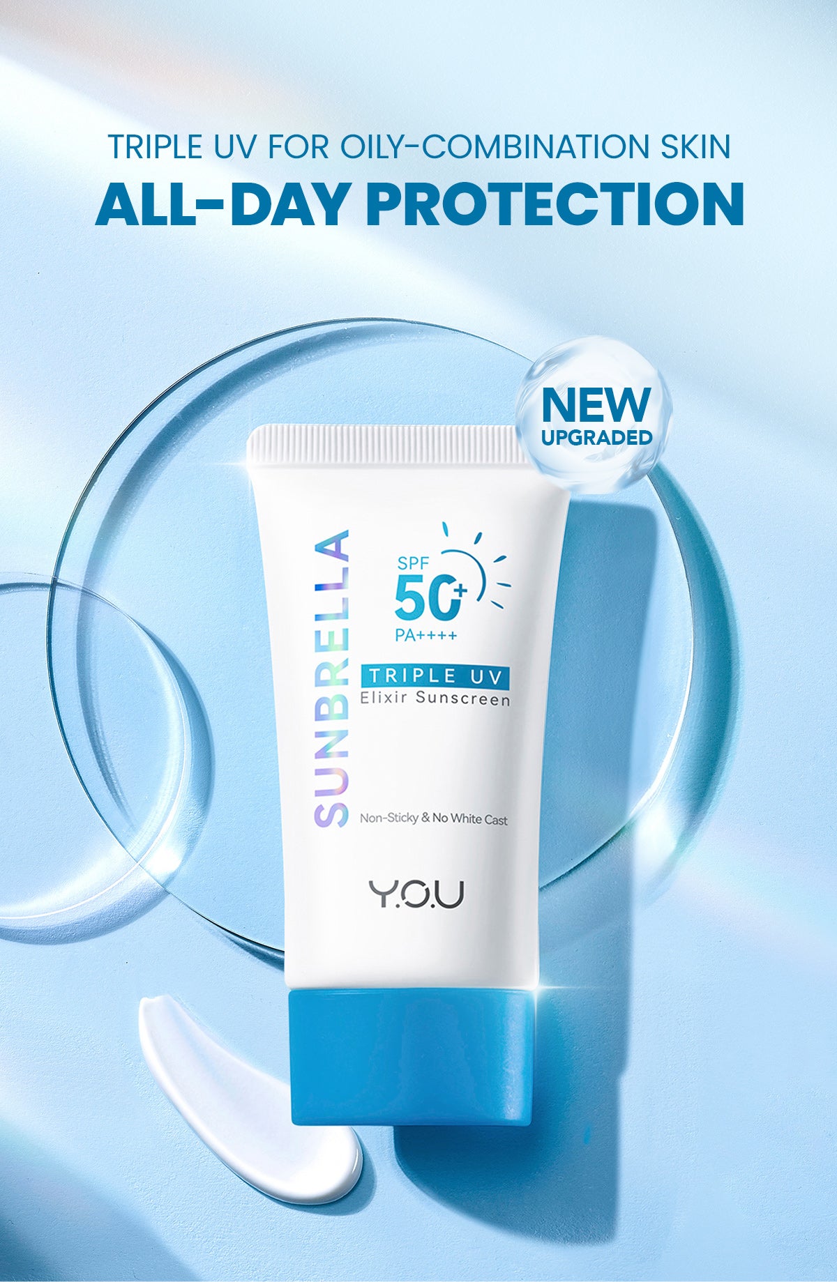 YOU Sunbrella Triple UV Elixir Sunscreen SPF50+ PA++++ Tabir Surya Oil Control untuk Kulit Berminyak UVA UVB Blue Light Oily Skin Sunbrella Sunscreen Paket 2in1 Skincare Bundle Triple UV 2 in 1 [Hot Selling]