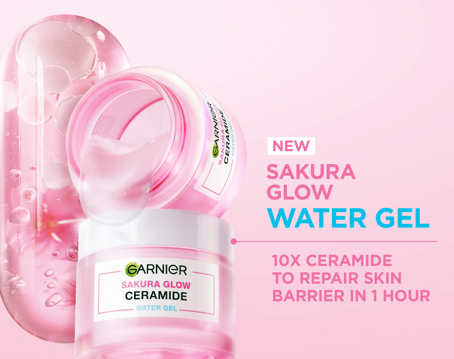 GARNIER Sakura Glow Ceramide Barrier Moisturizer Gel 50ml Skincare Water Gel Pelembab Ringan mencerahkan tone up pelembab wajah cream pemutih wajah glowing cepat