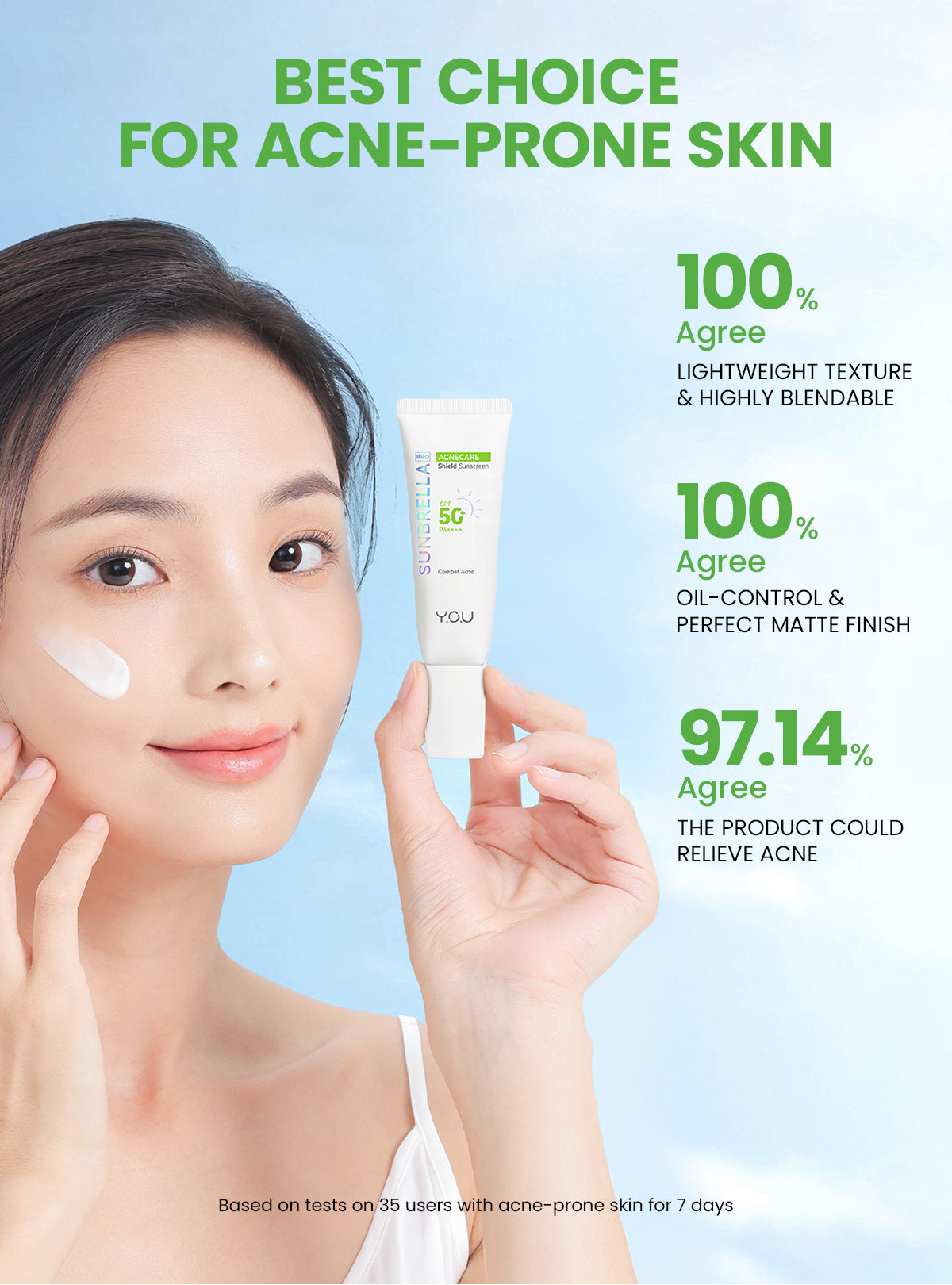 YOU Sunbrella Pro Acnecare Shield Sunscreen SPF 50+ PA++++ Acne Sunscreen Skincare  Collection Sunscreen Acne Prone Skin Melindungi dari Jerawat dan Sinar UV