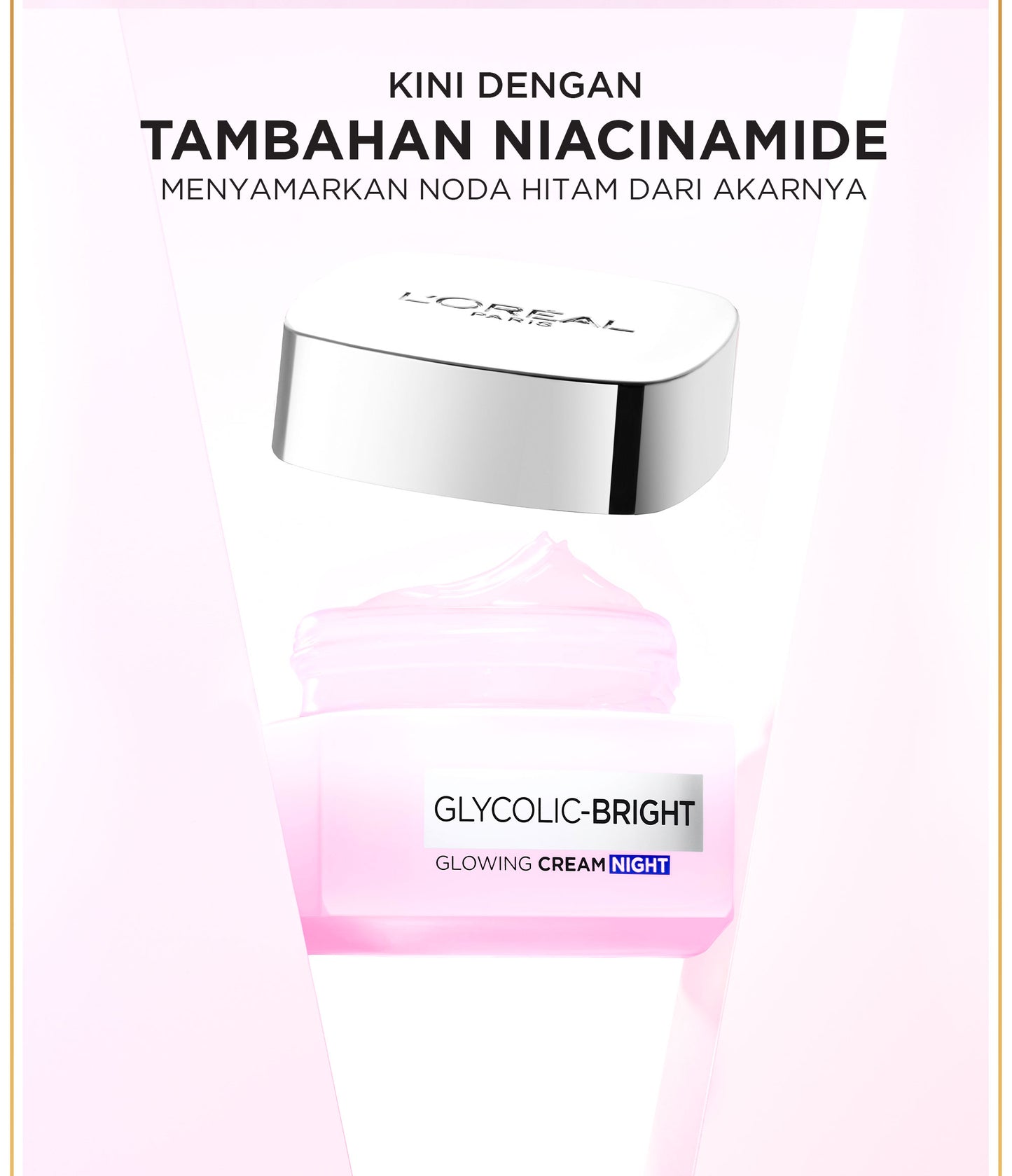 L'Oreal Paris Glycolic Bright Glowing Night Cream - 15/30ml (Skin Brightening Krim Malam  Pelembab Loreal Glyco Acid AHA Exfoliating Anti Dark Spot Wajah Peeling Muka)