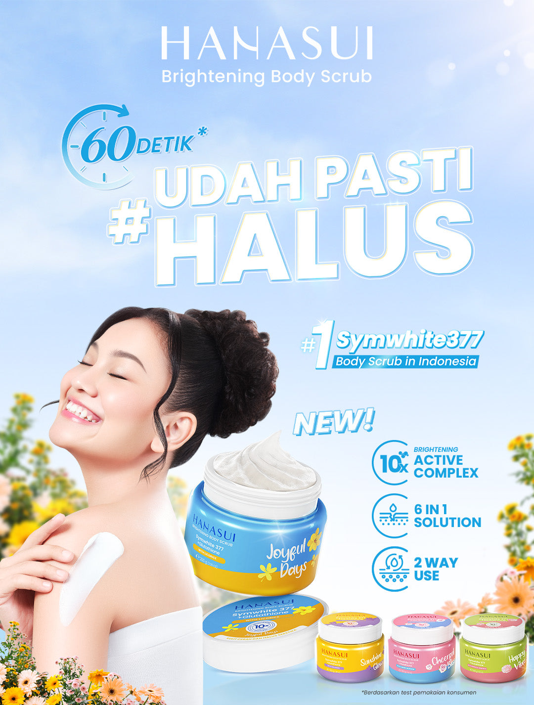 [Scrub] Hanasui Brightening Body Scrub - Mengangkat Sel Kulit Mati Halus Sehat Cerah Symwhite 377 Glutathione Niacinamide Ceramide