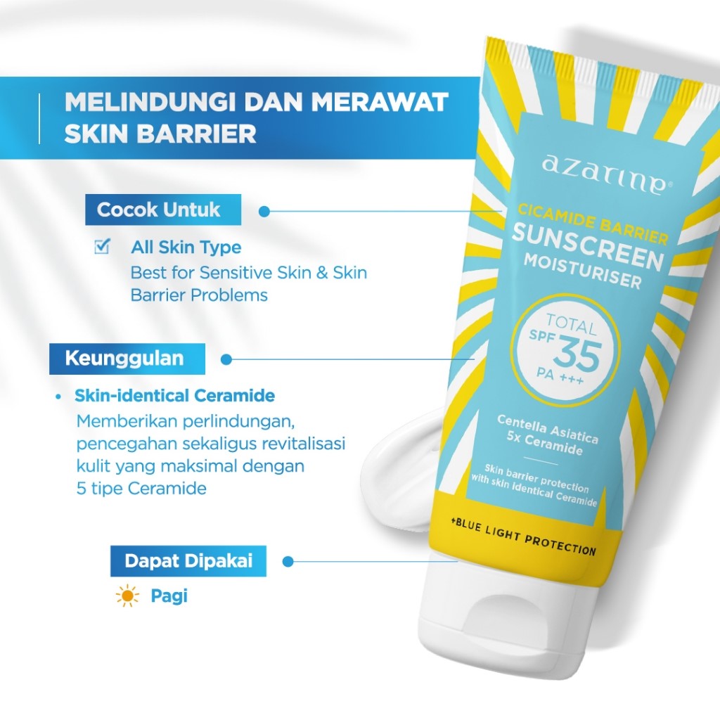 [3 PCS] Azarine Triplepack Calm My Acne Sunscreen / [3 PCS] Cicamide Barrier Sunscreen Moisturizer SPF35 PA+++ [LULUS UJI INVIVO INVITRO] Untuk Kulit Sensitif Berjerawat 40 ml