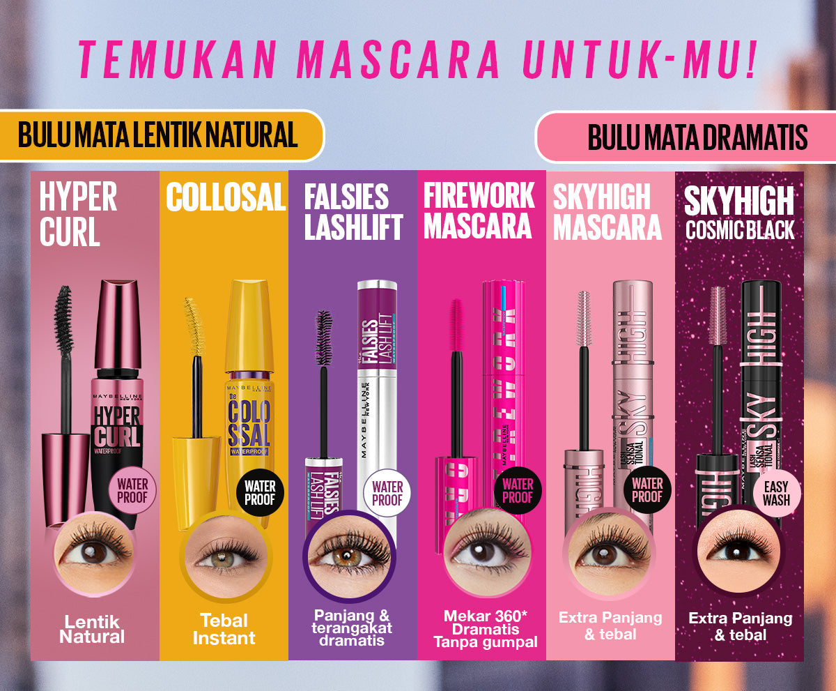 MAYBELLINE OFFICIAL Firework Waterproof Mascara 6ml - Bulu Mata Mekar Tahan 24 Jam Dramatis Maskara Eye Make up Black Tanpa Gumpal Panjang no clump volume lash lift bulu mata palsu