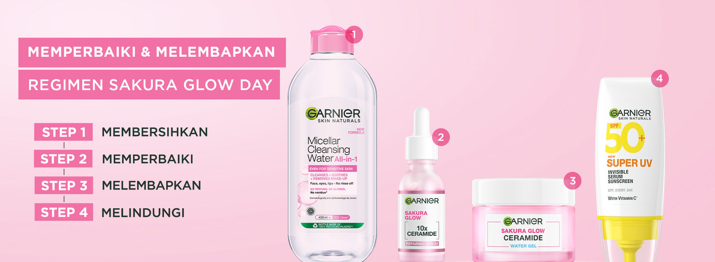 GARNIER Sakura Glow Ceramide Barrier Moisturizer Gel 50ml Skincare Water Gel Pelembab Ringan mencerahkan tone up pelembab wajah cream pemutih wajah glowing cepat