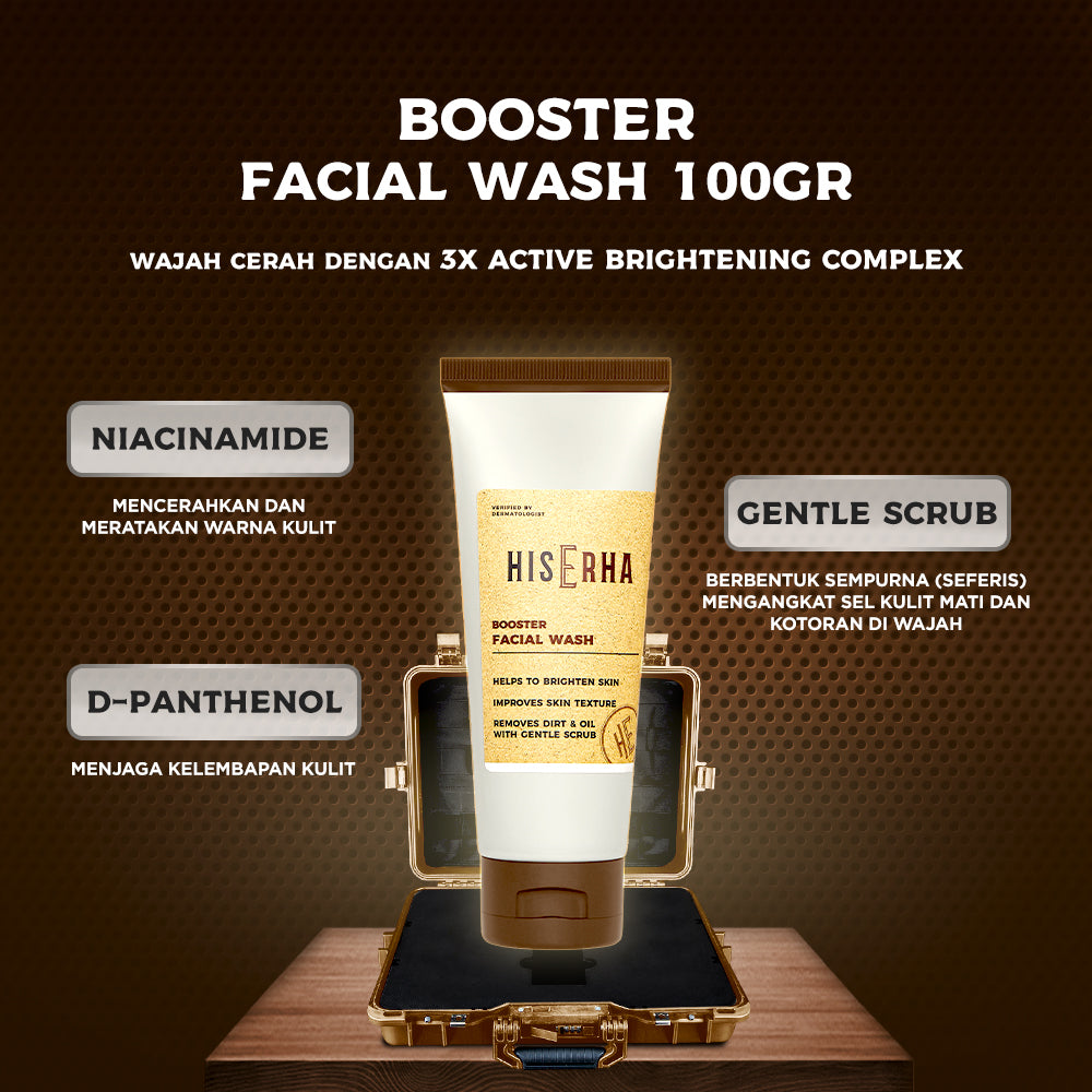 HIS ERHA Mantools Set - Rangkaian untuk Kulit BerjerawatHIS ERHA Paket Lengkap Facial Wash, Serum, Sunscreen Pelembap Brightening / Acne - Set untuk Mencerahkan Wajah Kusam, Lawan Jerawat / Minyak khusus Pria, Verified by Dermatologist, Niacinamide, Salic