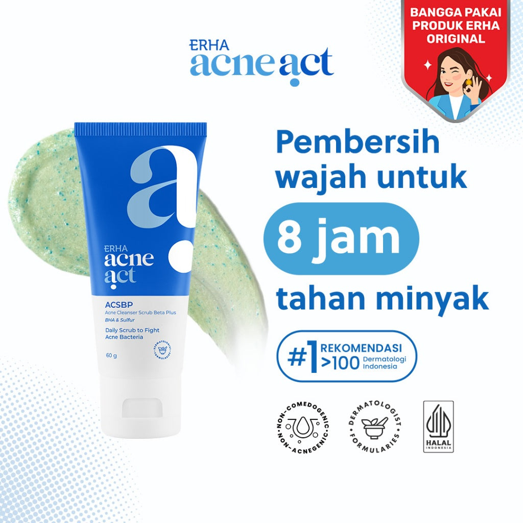ERHA Acneact Bundle Acne Cleanser Scrub Beta Plus (ACSBP) 60g & Clarifying Toner 60ml - Sabun & Toner Jerawat