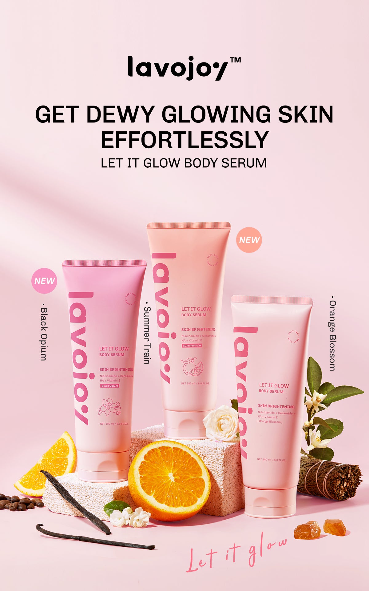 Lavojoy Let It Glow Summertrain Body Serum Skin Brightening Upgraded Version | Body Lotion Untuk Mencerahkan Dan Melembabkan Kulit Dengan Niacinamide + Ceramide + Vitamin E