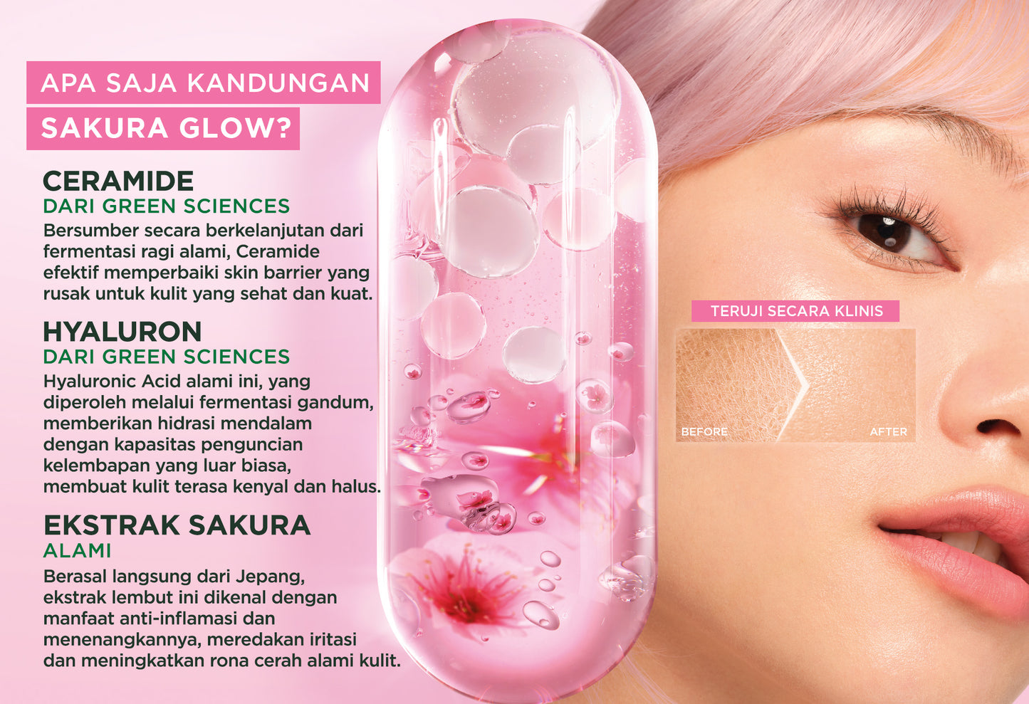 GARNIER Sakura Glow Ceramide Skin Barrier Sleeping Mask Night Cream Krim Malam Mencerahkan 50 ml Moisturizer Tone Up Glowing Skincare - pelembab wajah pemutih wajah