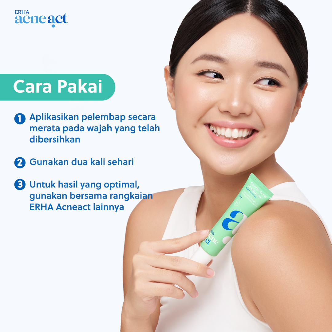 ERHA Acneact Gentle Acne Moisturizer 30g - Pelembab Wajah Jerawat Ceramide Low ph Ph Balance