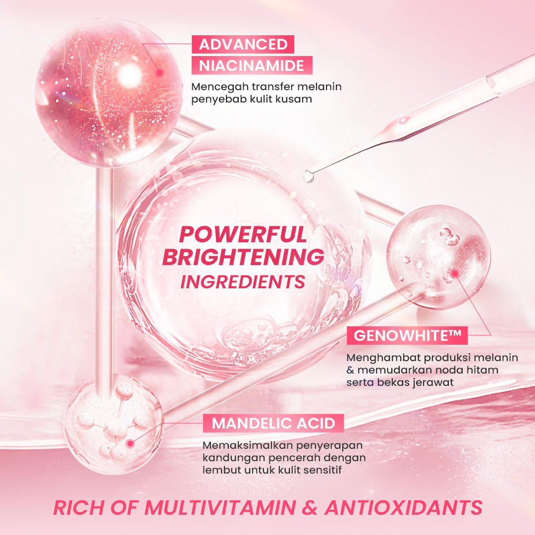 [Special Package] Hanasui Double Expert, Glow Better Set 4 pcs + Power Bright Expert Serum - Real 10% Advance Nianicinamide Menyamarkan Bintik Hitam Bekas Jerawat New Improved Formula