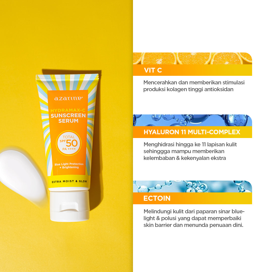 Azarine Hydramax-C Sunscreen Serum SPF50 PA++++ 40ml [LOLOS UJI INVIVO INVITRO] Sunscreen kulit kering sensitif