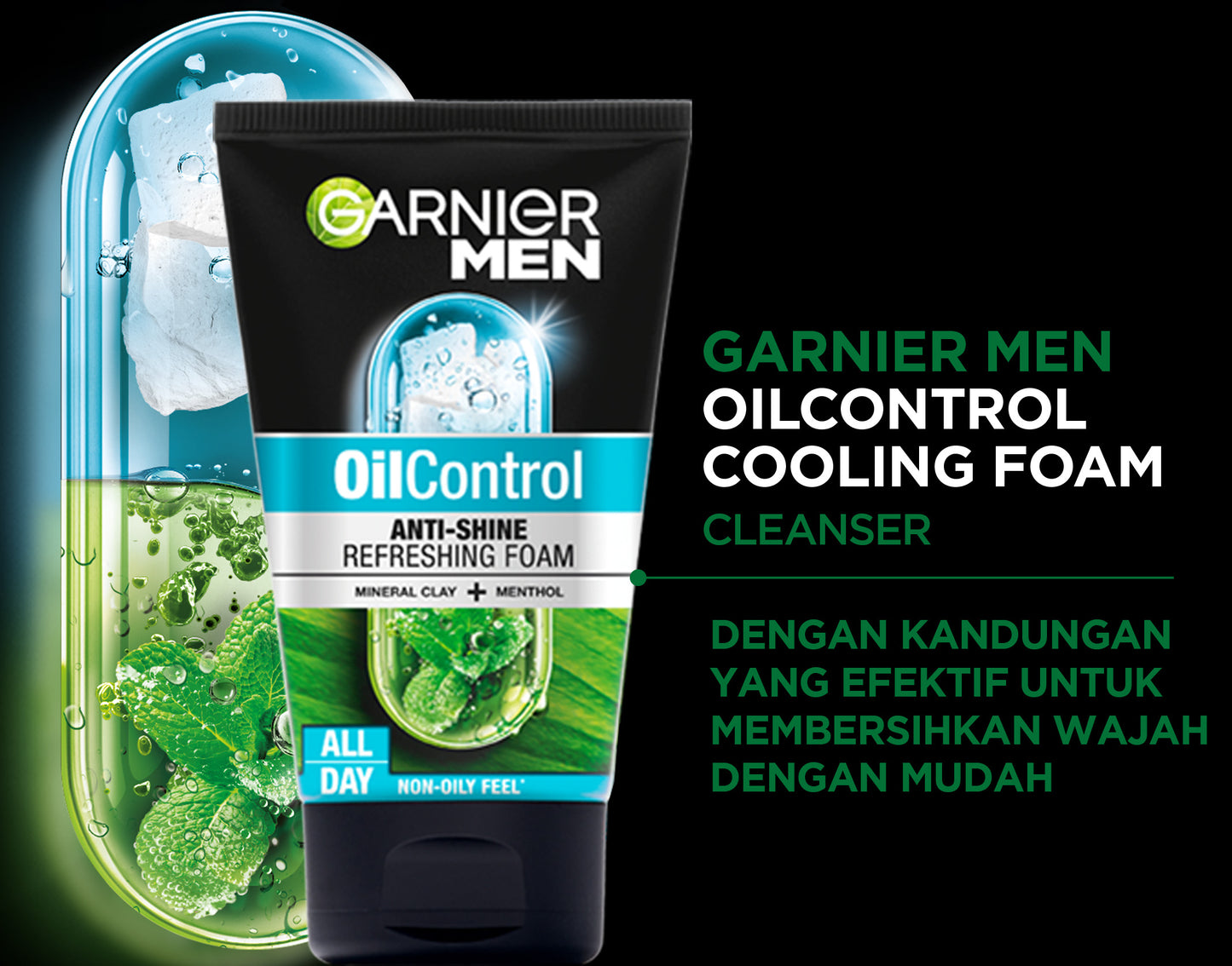 [PAKET HEMAT ISI 2] GARNIER Men Facial Wash Turbolight Oil Control Cooling Foam Skincare 100ml Sabun Cuci Muka Pria Face Wash Pembersih Wajah Sabun Muka Glowing dan Memutihkan