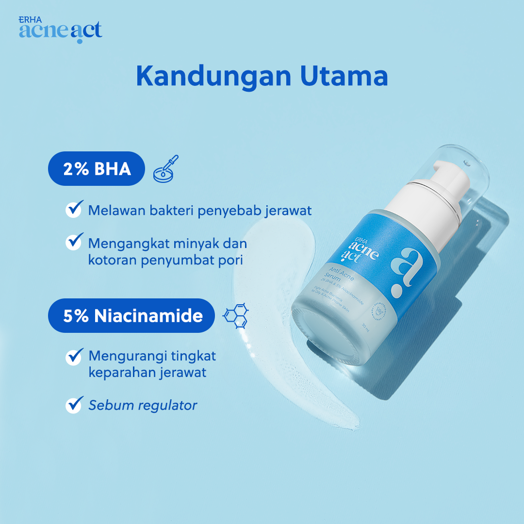ERHA Acneact Anti Acne Serum 30ml - Serum Kulit Minyak dan Jerawat | Salicylic Acid | Niacinamide