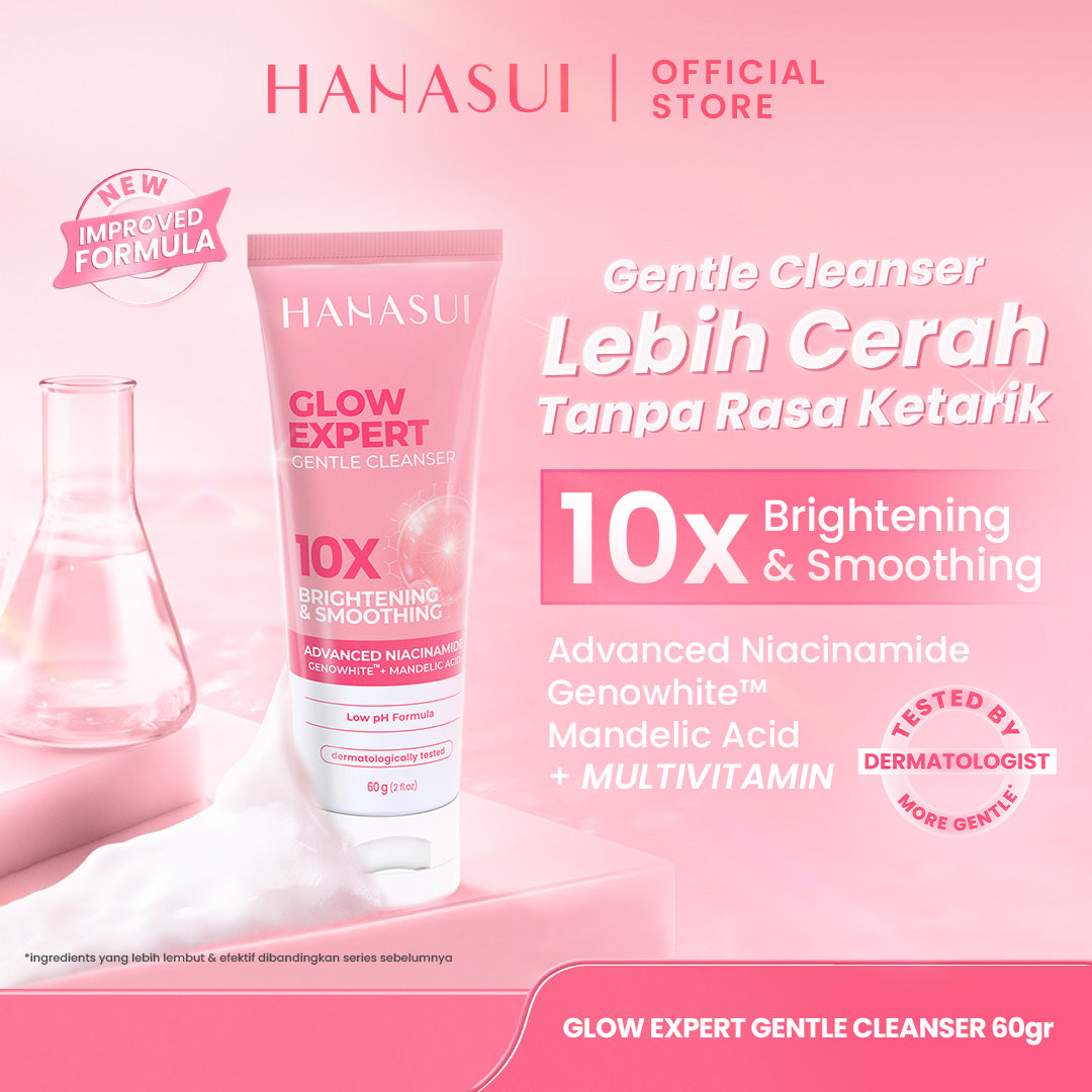 Hanasui Glow Expert Gentle Cleanser New Improved Formula - Sabun Cuci Muka Foam Cerah & Kurangi Kusam Lembut Tidak Ketarik