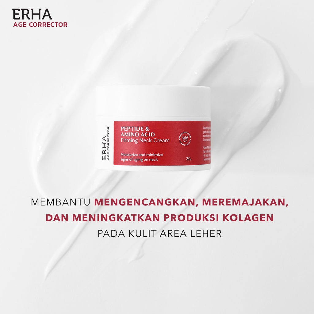 ERHA Age Corrector Peptide & Amino Acid Firming Neck Cream 30g - Krim Leher | Meningkatkan Produksi Kolagen | Mengurangi Garis Halus | Mengencangkan | Melembabkan Kulit Area Leher