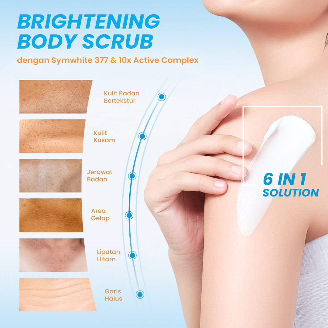 [Scrub] Hanasui Brightening Body Scrub - Mengangkat Sel Kulit Mati Halus Sehat Cerah Symwhite 377 Glutathione Niacinamide Ceramide
