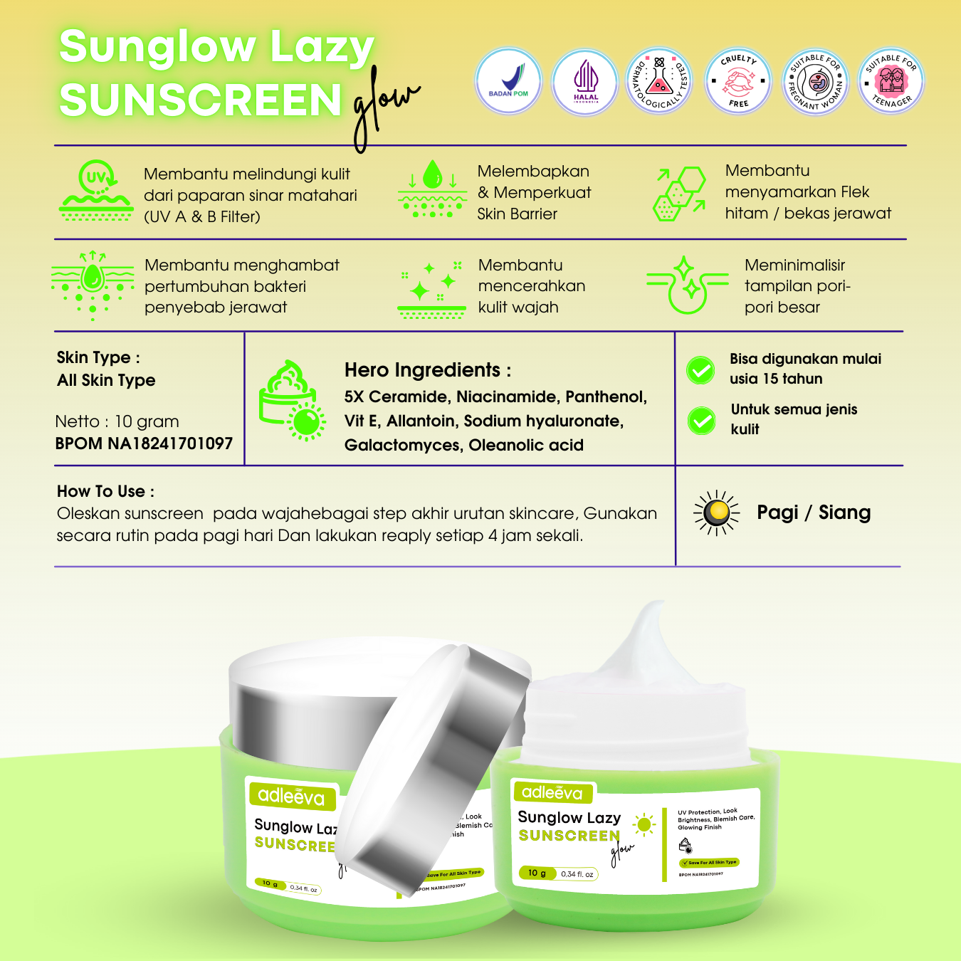 ADLEEVA - (BUNDLE KIT) Night Cream & Daylight Cream / Sunglow Sunscreen