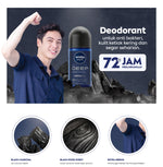 NIVEA MEN Deodorant Roll On Deep Darkwood 50ml - Deodoran pria melawan bakteri keringat bau badan dengan wangi parfum premium maskulin blackwood menjaga ketiak kering tahan lama seharian - Antiperspiran, Black charcoal