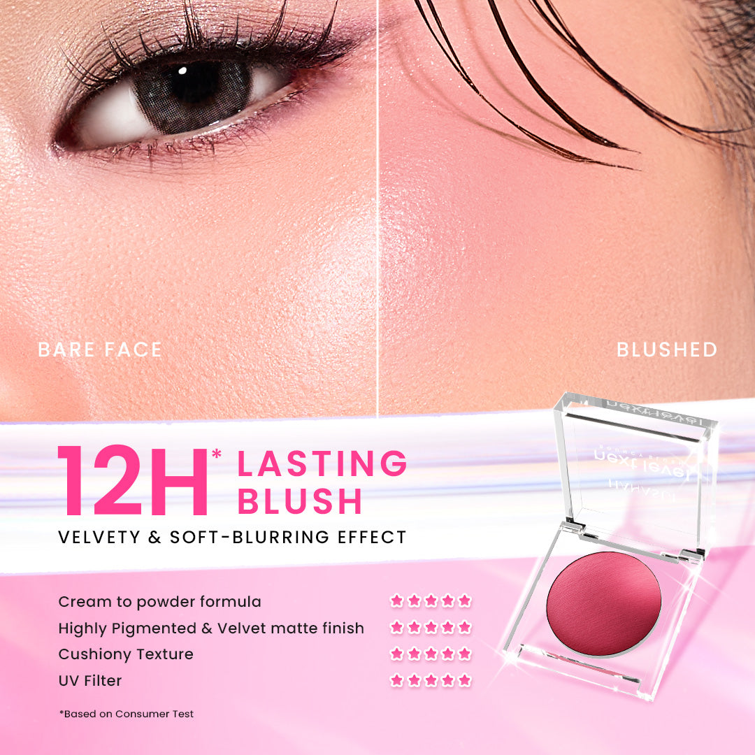 Hanasui Next Level Bouncy Blush - Super Bouncy Blush Long Lasting Blendable Easy To Use Powder Blush Bounce And Blush Kekinian