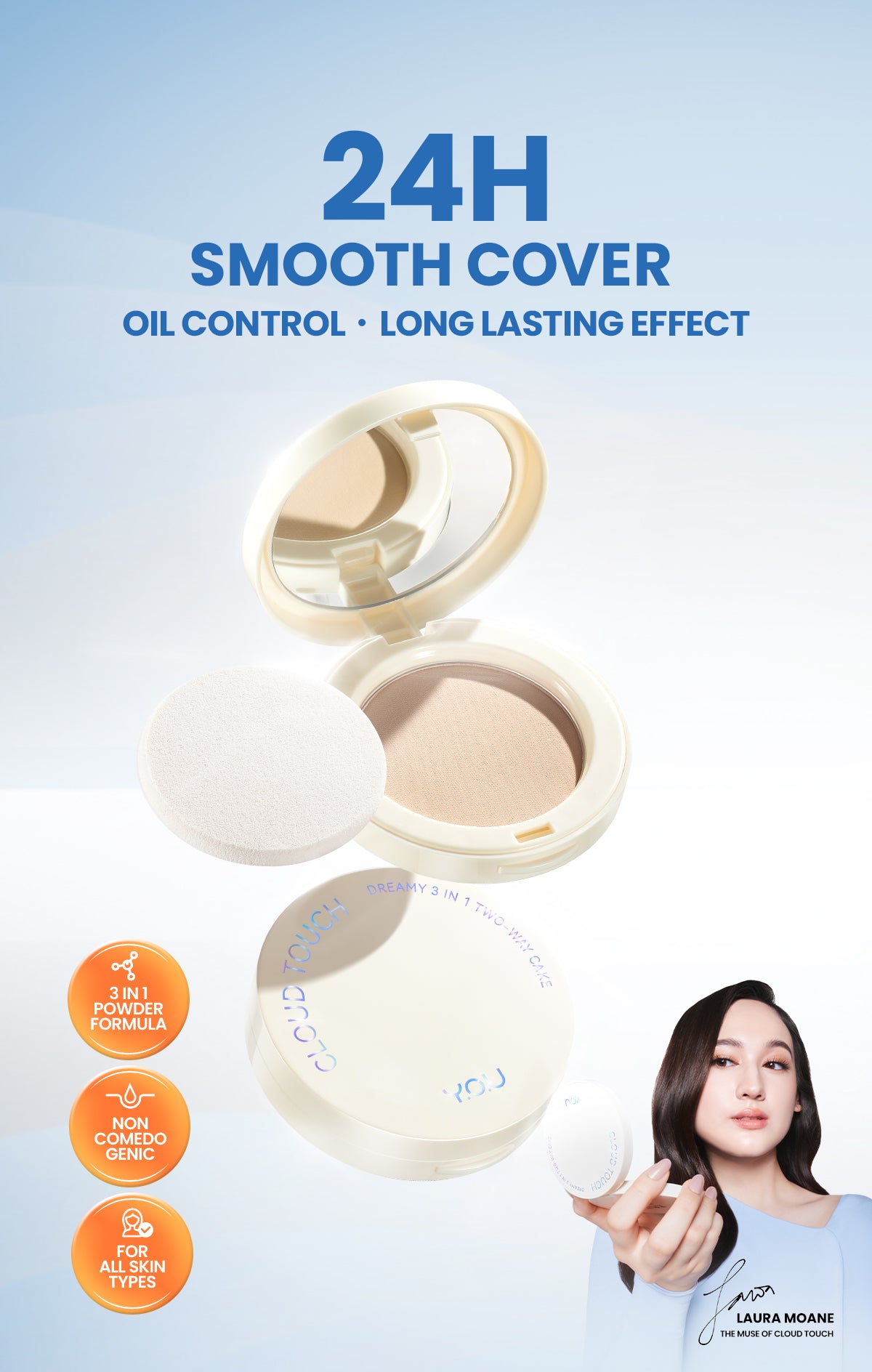 YOU Cloud Touch Dreamy 3 in 1 Two Way Cake Bedak Padat Two Way Cake Makeup