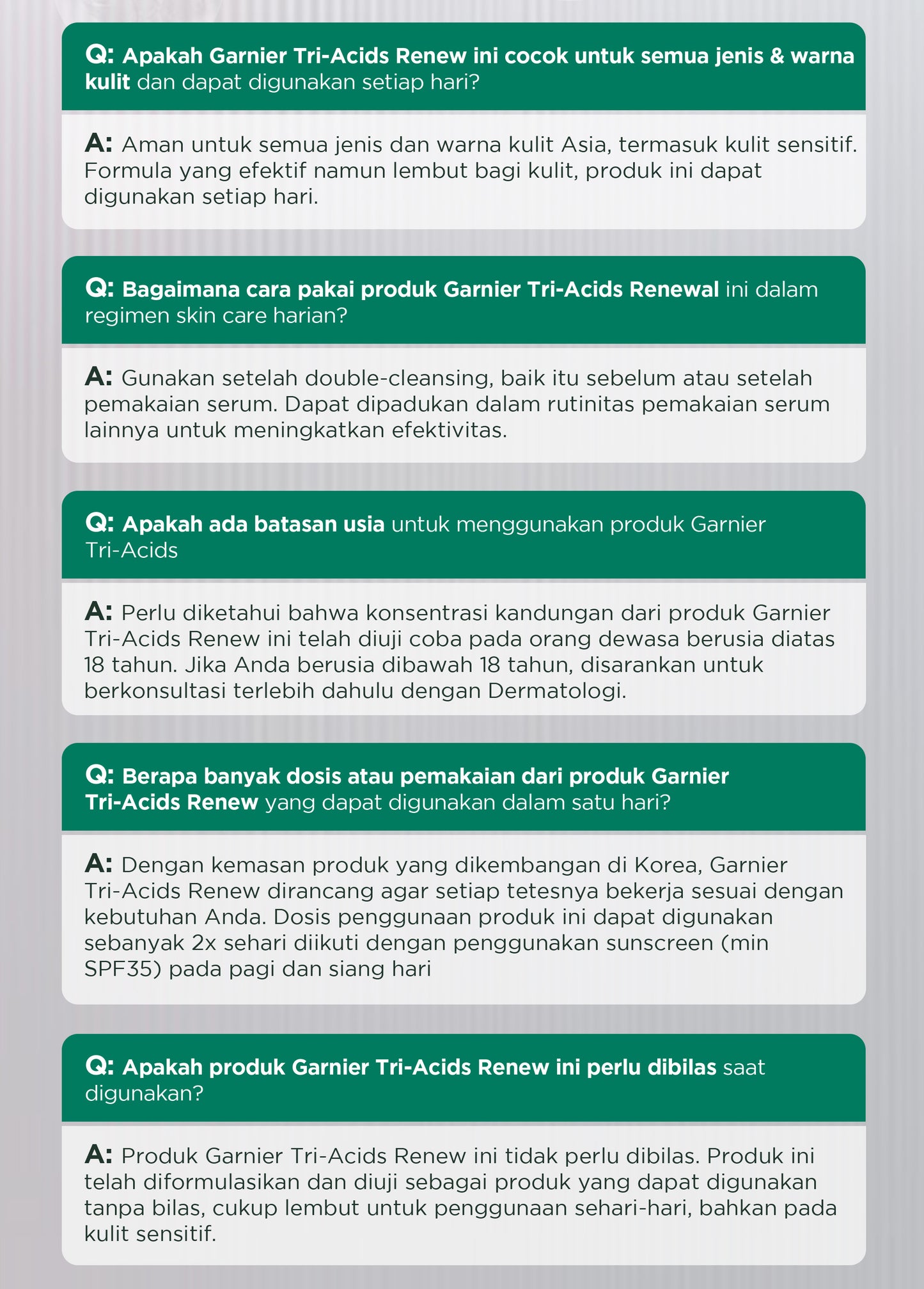 GARNIER Tri Acid Renew Peeling Serum Exfoliasi Wajah - Glass Skin AHA BHA PHA 10% Niacinamide 5% Skincare Exfoliating Renewal Concentrate kulit ideal daily safe for sensitive skin exfoliant serum mencerahkan wajah
