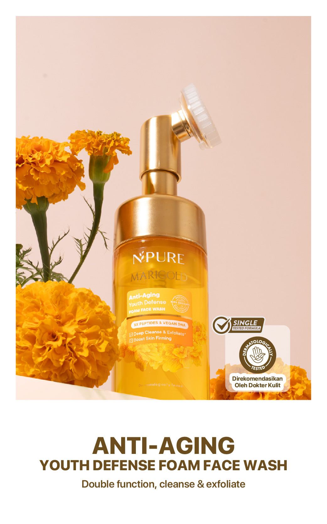 NPURE Facial Wash Marigold/ Deep-Cleanse / Anti Aging Facial Wash / Sabun Wajah Natural