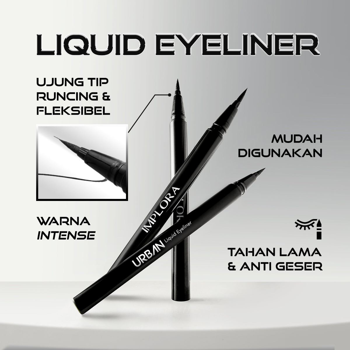 Implora Urban Liquid Eyeliner Waterproof Hitam | Prilly's Choice | Tahan Lama