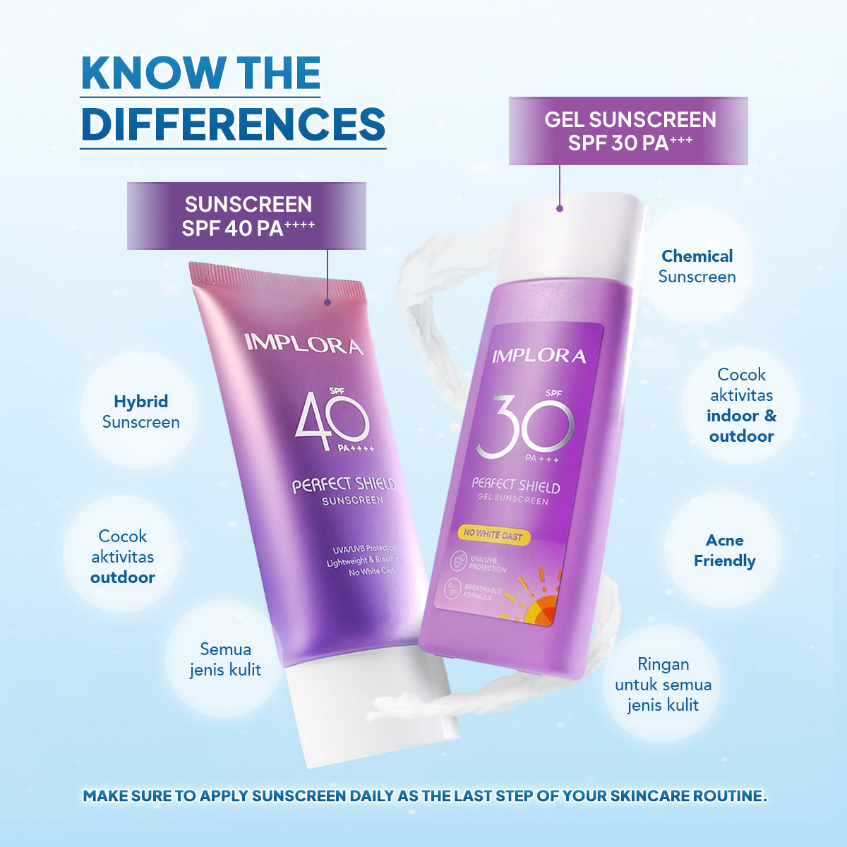 Implora Perfect Shield Gel Sunscreen SPF 30 PA+++ | Sunblock Wajah | Ringan | No White Cast